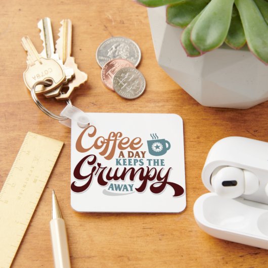 Cadeau voor koffieliefhebber: koffie per dag sleutelhanger (Bureau)