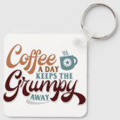 Cadeau voor koffieliefhebber: koffie per dag sleutelhanger (Achterkant)