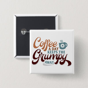 Cadeau voor koffieliefhebber: koffie per dag vierkante button 5,1 cm