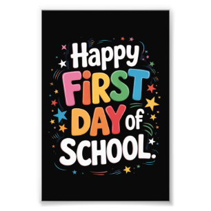 Cadeau voor leerkracht gelukkig eerste schooldag  foto afdruk