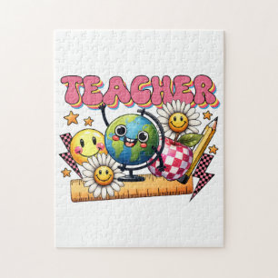Cadeau voor leraar Bloemige leraar Legpuzzel