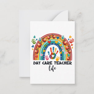 Cadeau voor leraar Dagopvang Leven van een leraa Notitiekaartje