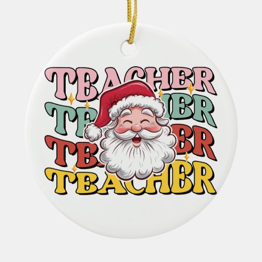 Cadeau voor leraar | Kerstman Leraar Keramisch Ornament (Voorkant)