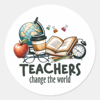 Cadeau voor leraar | Leraren veranderen de wereld Ronde Sticker