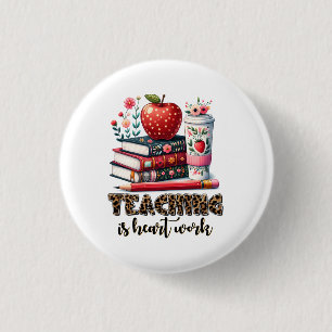Cadeau voor leraar Lesgeven is hartwerk Ronde Button 3,2 Cm