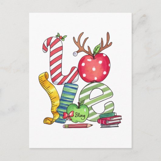 Cadeau voor leraar | Liefde Potlood Appel Briefkaart (Voorkant)