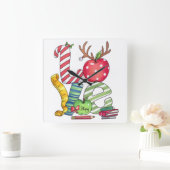 Cadeau voor leraar | Liefde Potlood Appel Vierkante Klok (Huis)