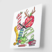 Cadeau voor leraar | Liefde Potlood Appel Vierkante Klok (Hoek)