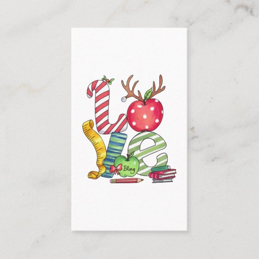Cadeau voor leraar | Liefde Potlood Appel Visitekaartje (Voorkant)