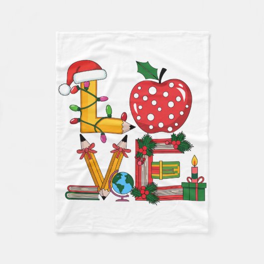 Cadeau voor leraar | Liefde Potlood Apple Boeken Fleece Deken (Voorkant)