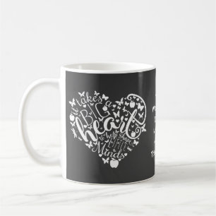 Cadeau voor leraar met een groot hart met kerst koffiemok