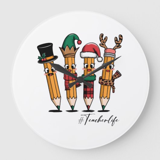 Cadeau voor leraar | Potlood leraar leven Grote Klok (Voorkant)