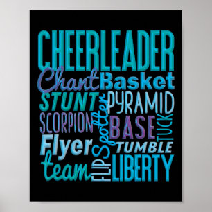 Cadeau voor leuke cheerleader, Blauwe cheer moves Poster