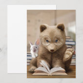 Cadeau voor lezer Beer en konijn lezen boeken Kaart (Voorkant / Achterkant)