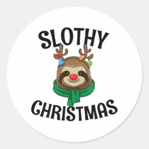 Cadeau voor luiaard liefhebbers Slothy Christmas P Ronde Sticker