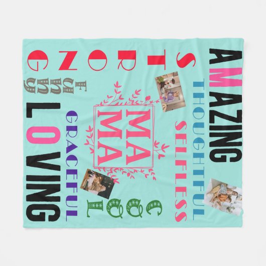 Cadeau voor mam | Aangepaste persoonlijke Moederda Fleece Deken (Voorkant (Horizontaal))