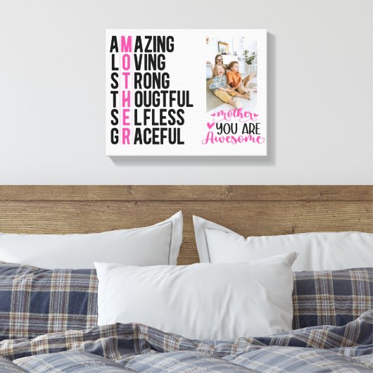 Cadeau voor mam | Geweldige mam | Moederdag Cadeau Canvas Afdruk (Insitu (Slaapkamer))