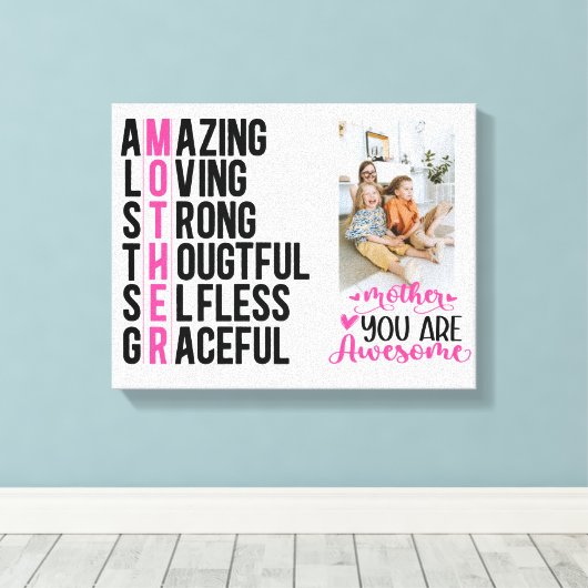 Cadeau voor mam | Geweldige mam | Moederdag Cadeau Canvas Afdruk (Insitu (Houten vloer))