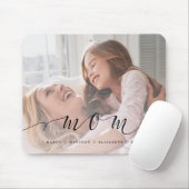 Cadeau voor mam | Mam Black Script Overlay-foto Muismat (Met muis)