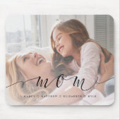 Cadeau voor mam | Mam Black Script Overlay-foto Muismat (Voorkant)