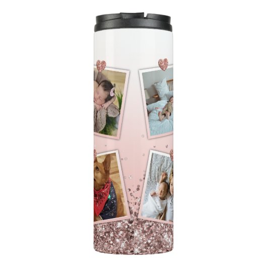 Cadeau voor mam Moederdag Foto Collage Roos Gold Thermosbeker (Achterkant)