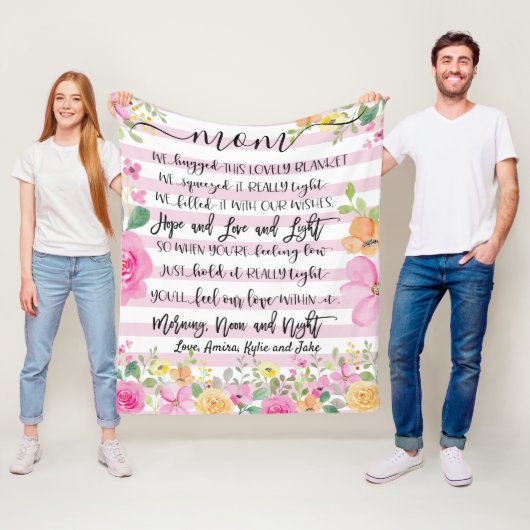 Cadeau voor mam, oma Gift, Custom Floral Fleece Deken (In situ)