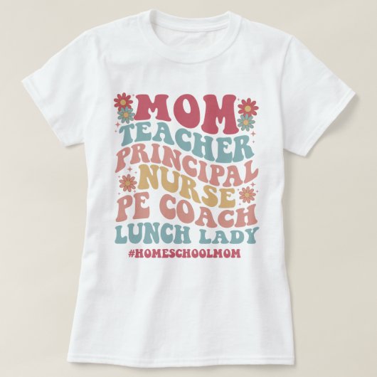 Cadeau voor Mama Charlotte Mason Groovy Homeschool T-shirt (Design voorkant)