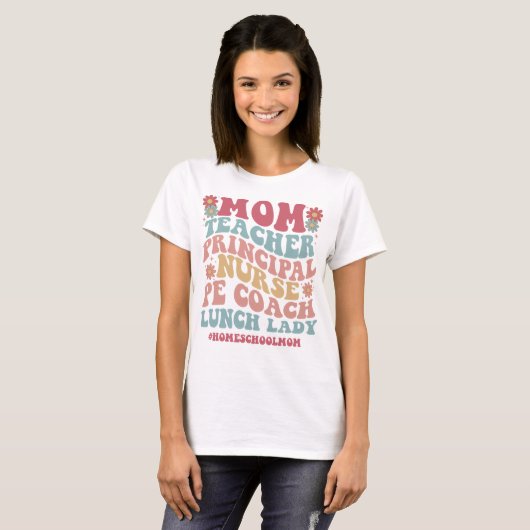 Cadeau voor Mama Charlotte Mason Groovy Homeschool T-shirt (Voorkant volledig)