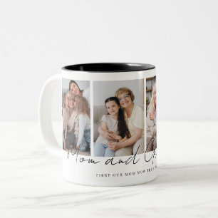 Cadeau voor mama en oma van kinderen en kleinkinde tweekleurige koffiemok