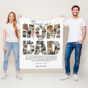 Cadeau voor mama en papa Fotocollage Familie Afbee Fleece Deken