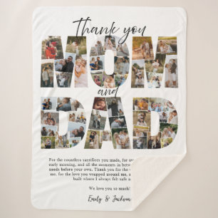 Cadeau voor mama en papa Fotocollage Familie Afbee Sherpa Deken