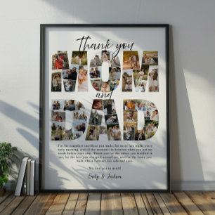 Cadeau voor mama en papa fotocollage gezelfgemaakt poster