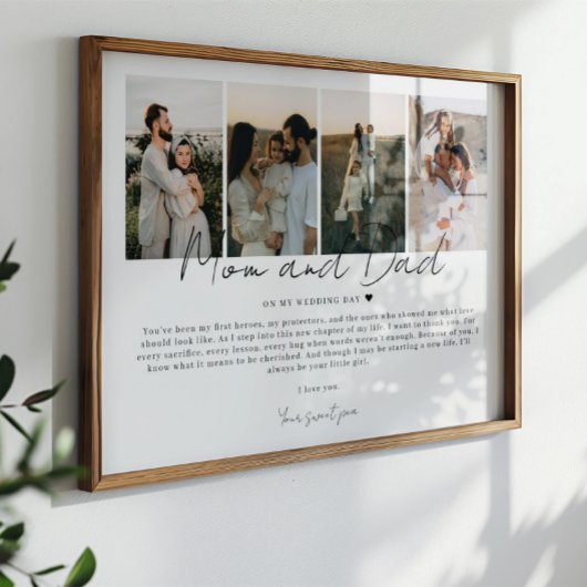Cadeau voor mama en papa op mijn trouwdag voor oud poster