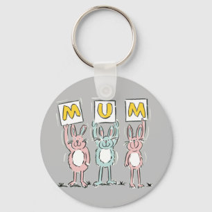 Cadeau voor mama leuk konijnen ontwerp sleutelhanger