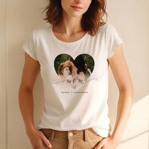 Cadeau voor mama   Moeder Zwart Script Custom Hear T-shirt