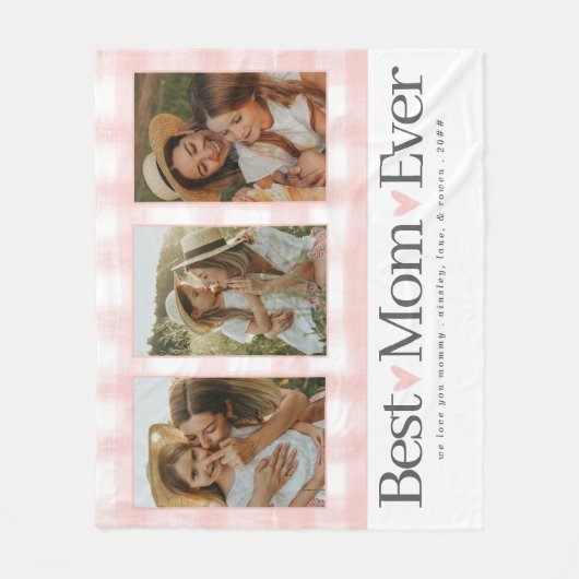 Cadeau voor Mama Moederdag Foto Beste Mama Gingham Fleece Deken (Voorkant)