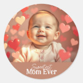 Cadeau voor mama - voeg foto en tekst toe ronde sticker (Voorkant)