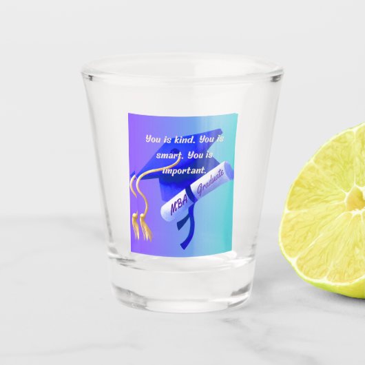 Cadeau voor MBA Shot Glas (Voorkant)