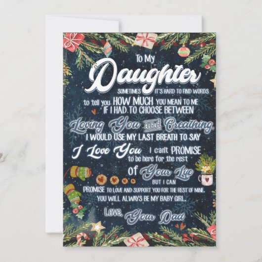 Cadeau voor mijn dochter, kerstbrief aan dochter feestdagenkaart (Voorkant)