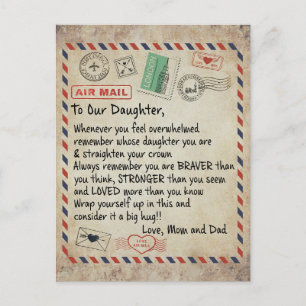Cadeau voor mijn dochter, liefdesbrief aan onze do briefkaart