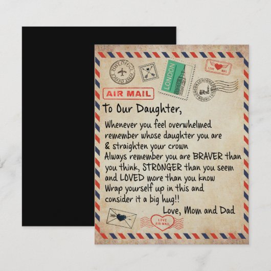 Cadeau voor mijn dochter, liefdesbrief aan onze do kaart (Voorkant / Achterkant)