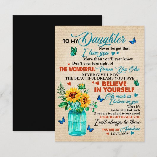 Cadeau voor mijn dochter, Vlinderliefhebber, Zonne Kaart (Voorkant / Achterkant)