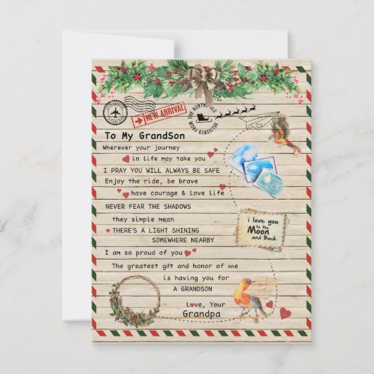 Cadeau voor mijn kleinzoon, Kleinzoon en Opa, Voge Kaart (Voorkant)