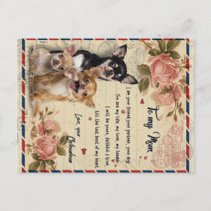 Cadeau voor mijn tante hond bloem, tante verjaarda briefkaart
