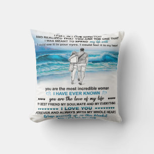Cadeau voor mijn vrouw strand, verjaardag vrouw, k kussen