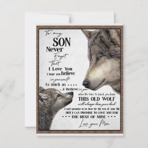 Cadeau voor mijn zoon, moeder en zoon, liefdesbrie kaart