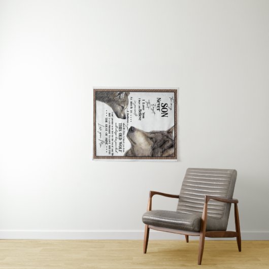 Cadeau voor mijn zoon, moeder en zoon, liefdesbrie wandkleed (In Situ (horizontaal))