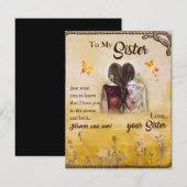 Cadeau voor mijn zus, Vlinderliefhebbers, Bloemrij Kaart (Voorkant / Achterkant)