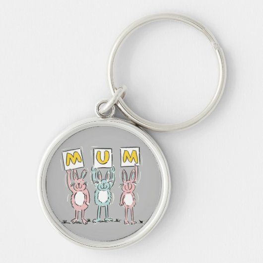 Cadeau voor Moeder Leuke Konijnen Ontwerp Sleutelh Sleutelhanger (Voorkant)