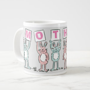 Cadeau voor moeder met leuke konijnen grote koffiekop